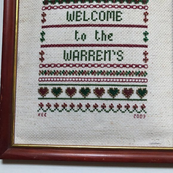 Hand crafted beaded picture wall table decor framed welcome to warren's - Picture 4 of 5